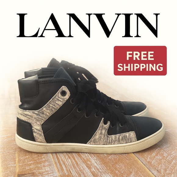 Lanvin Black & Cream High-Top sneakers size 38 - Picture 1 of 11